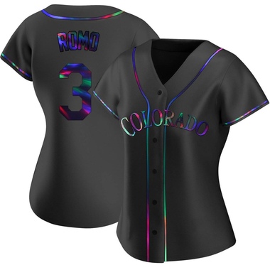 Black Holographic Drew Romo Women's Colorado Rockies Alternate Jersey - Replica Plus Size